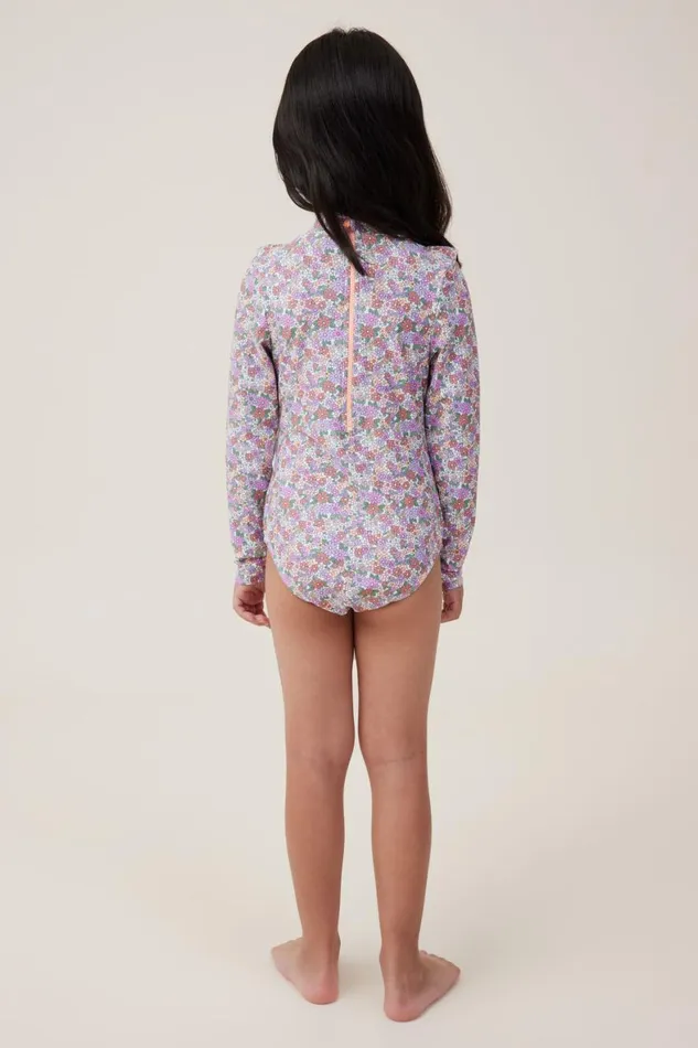 Girls 214 Swimwear Cotton On Lydia One Piece Vanillablaire Ditsy Clay Pigeon
