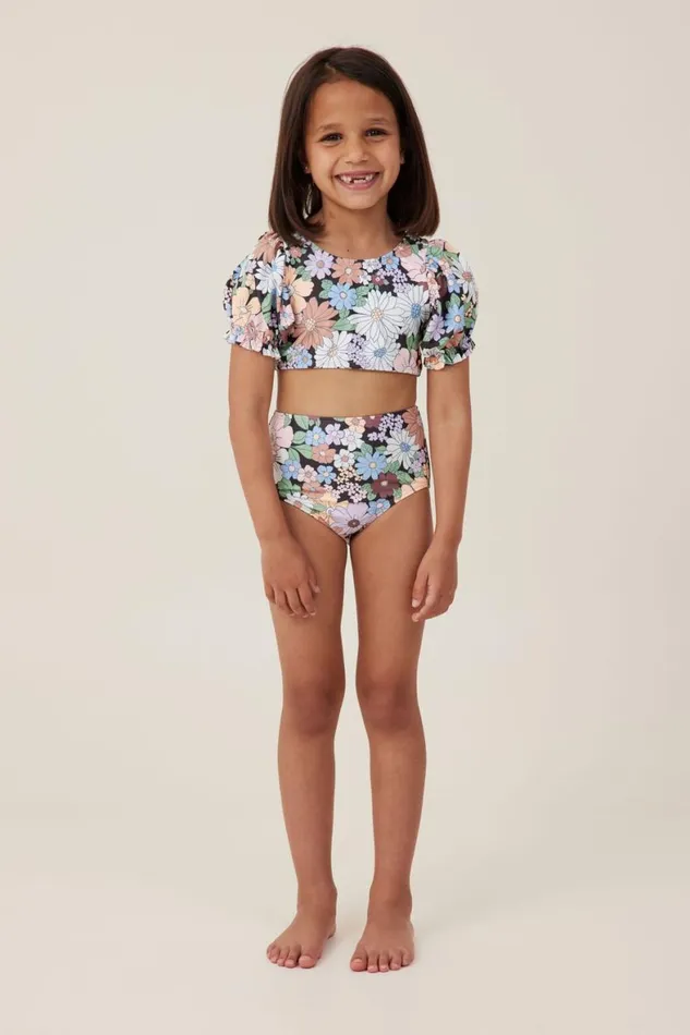 Girls 214 Swimwear Cotton On Paige Puff Sleeve Bikini Phantomquinn Floral