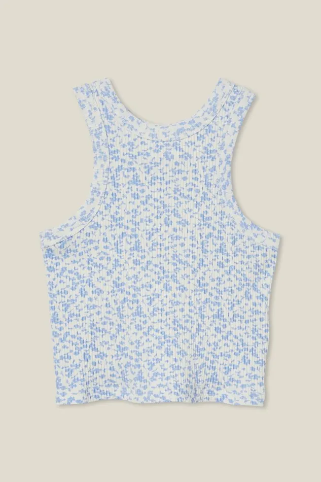 Girls 214 Tops and TShirts Cotton On Eleanor Tank Vanillaclara Ditsy Rib