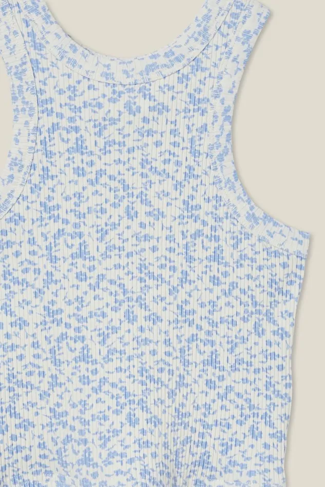 Girls 214 Tops and TShirts Cotton On Eleanor Tank Vanillaclara Ditsy Rib