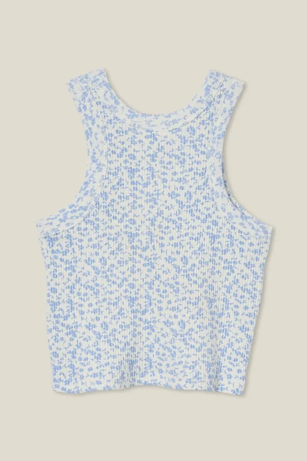Girls 214 Tops and TShirts Cotton On Eleanor Tank Vanillaclara Ditsy Rib