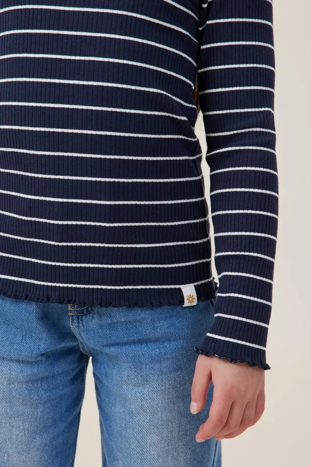 Girls 214 Tops and TShirts Cotton On Jade Crew Navy Blazervanilla Stripe