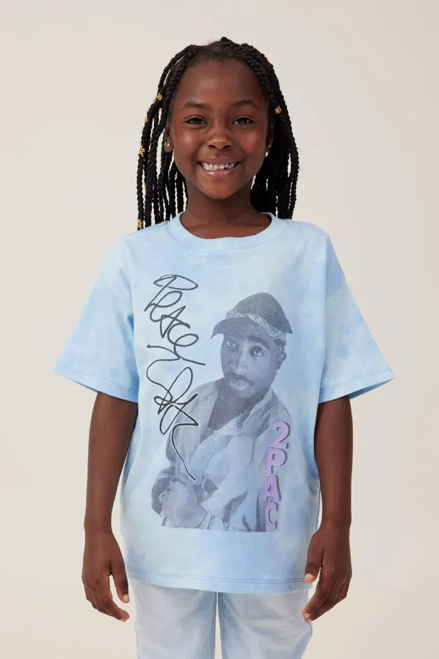 Girls 214 Tops and TShirts Cotton On License Drop Shoulder Short Sleeve Tee Lcn Bra 2pac Peacedusk Blue Tie Dye Girls 214 Tops and TShirts Cotton On License Drop Shoulder Short Sleeve Tee Lcn Bra 2pac Peacedusk Blue Tie Dye