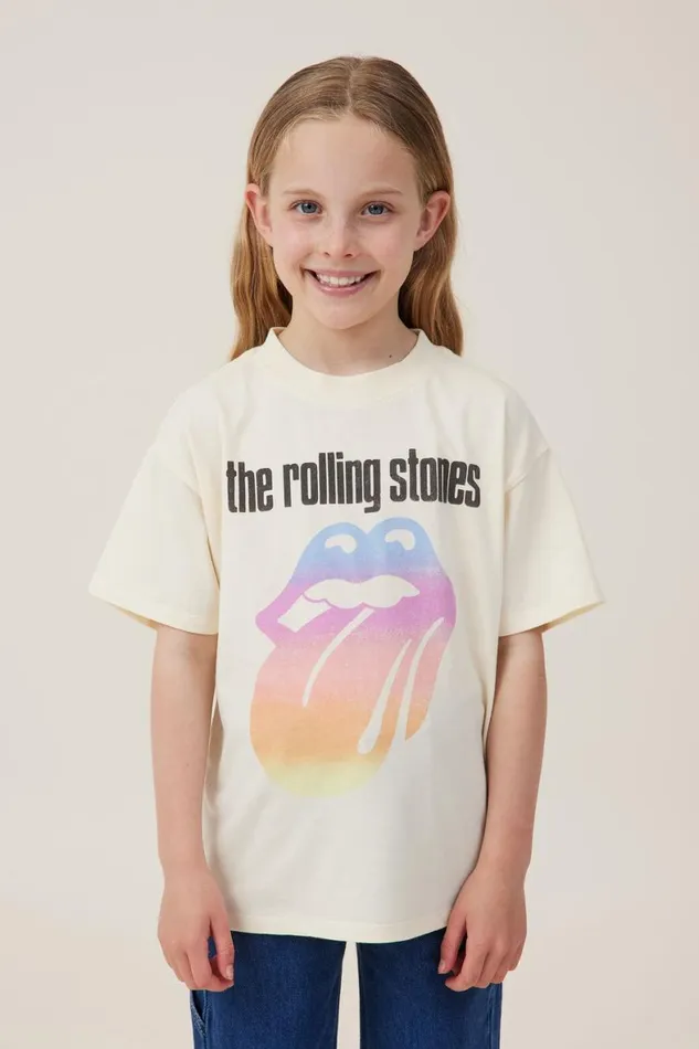 Girls 214 Tops and TShirts Cotton On License Drop Shoulder Short Sleeve Tee Lcn Bra Rolling Stonesdark Vanilla Girls 214 Tops and TShirts Cotton On License Drop Shoulder Short Sleeve Tee Lcn Bra Rolling Stonesdark Vanilla