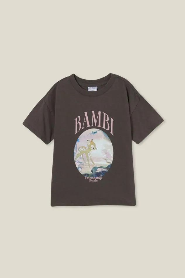 Girls 214 Tops and TShirts Cotton On License Drop Shoulder Short Sleeve Tee Lcn Dis Bambiphantom