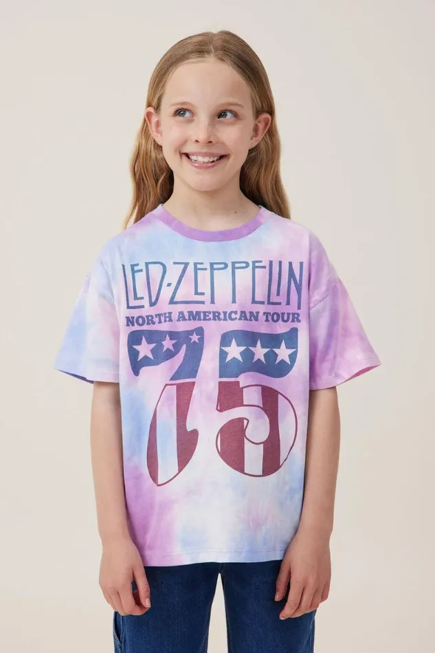 Girls 214 Tops and TShirts Cotton On License Drop Shoulder Short Sleeve Tee Lcn Led Led Zeppelintie Dye Girls 214 Tops and TShirts Cotton On License Drop Shoulder Short Sleeve Tee Lcn Led Led Zeppelintie Dye