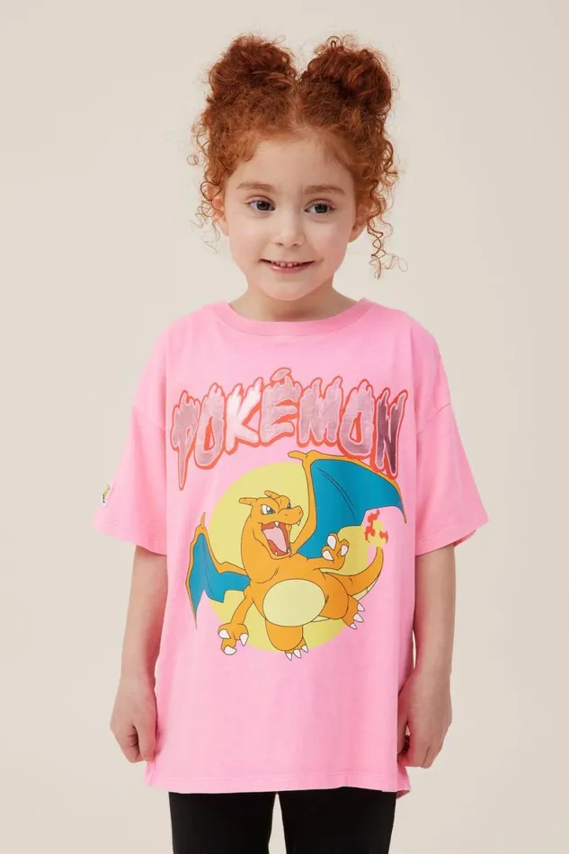 Girls 214 Tops and TShirts Cotton On License Drop Shoulder Short Sleeve Tee Lcn Pok Pokemonbubblegum Pop