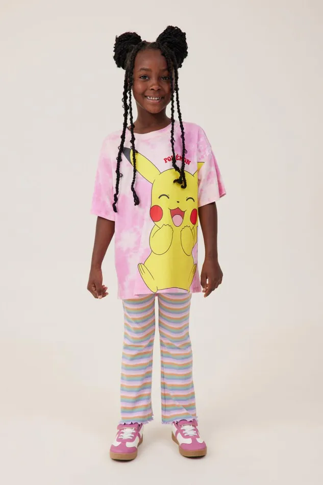Girls 214 Tops and TShirts Cotton On License Drop Shoulder Short Sleeve Tee Lcn Pok Pokemon Happypink Gerbera