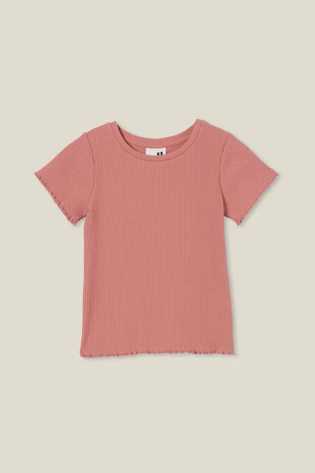 Girls 214 Tops and TShirts Cotton On Raya Rib Baby Tee Clay Pigeon Rib