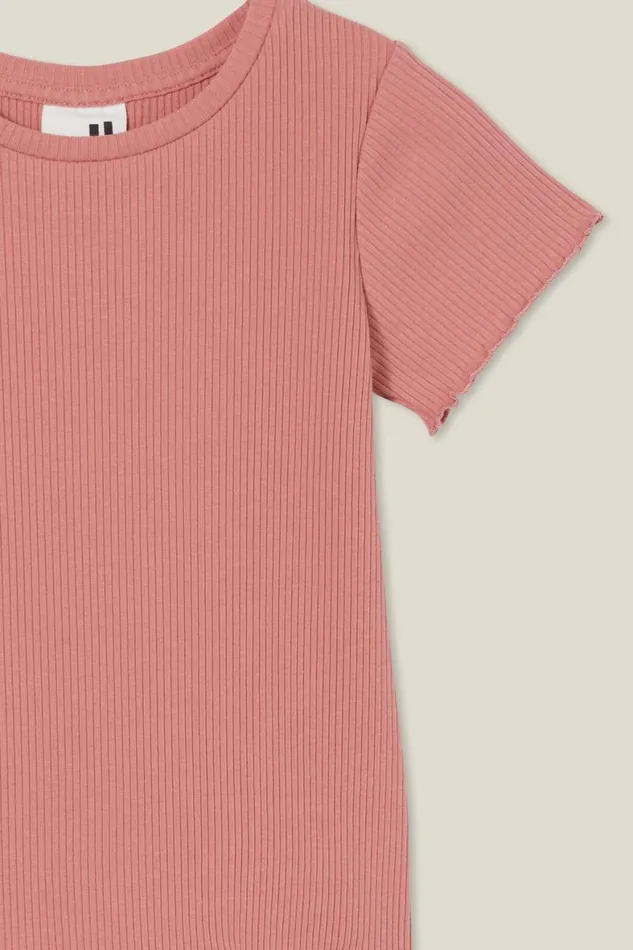 Girls 214 Tops and TShirts Cotton On Raya Rib Baby Tee Clay Pigeon Rib