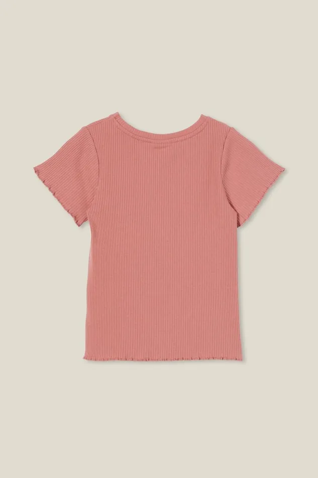 Girls 214 Tops and TShirts Cotton On Raya Rib Baby Tee Clay Pigeon Rib
