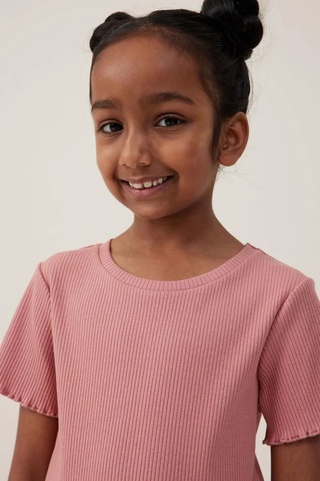 Girls 214 Tops and TShirts Cotton On Raya Rib Baby Tee Clay Pigeon Rib