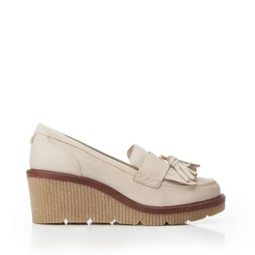 Gisela Cream Leather Women Moda In Pelle Casual Shoes And Trainers