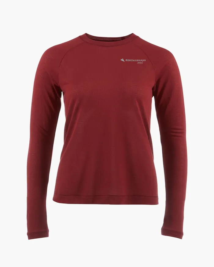 Groa Technical Long Sleeve Tee Ruby Red Women Klttermusen TShirts