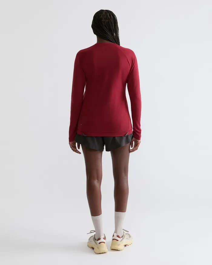 Groa Technical Long Sleeve Tee Ruby Red Women Klttermusen TShirts