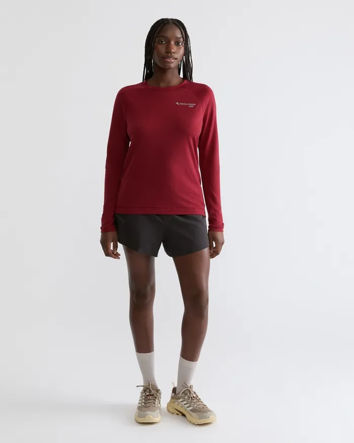 Groa Technical Long Sleeve Tee Ruby Red Women Klttermusen TShirts