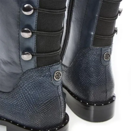 Haisley Navy Leather Women Moda In Pelle Leather Boots Haisley Navy Leather Women Moda In Pelle Leather Boots