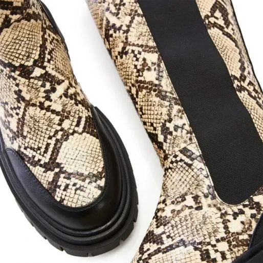 Hanah Cream Snake Print Women Moda In Pelle Knee High Boots Hanah Cream Snake Print Women Moda In Pelle Knee High Boots