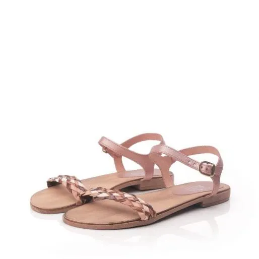 Harlee Taupe Leather Women Moda In Pelle Flat Sandals Harlee Taupe Leather Women Moda In Pelle Flat Sandals