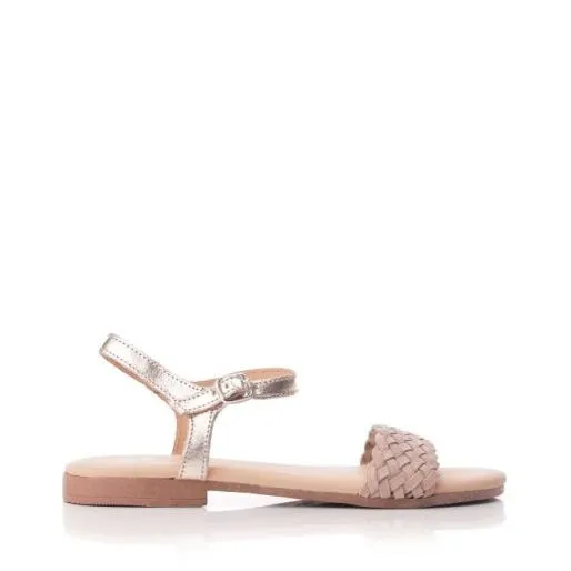 Hettie Gold Leather Women Moda In Pelle Flat Sandals Hettie Gold Leather Women Moda In Pelle Flat Sandals