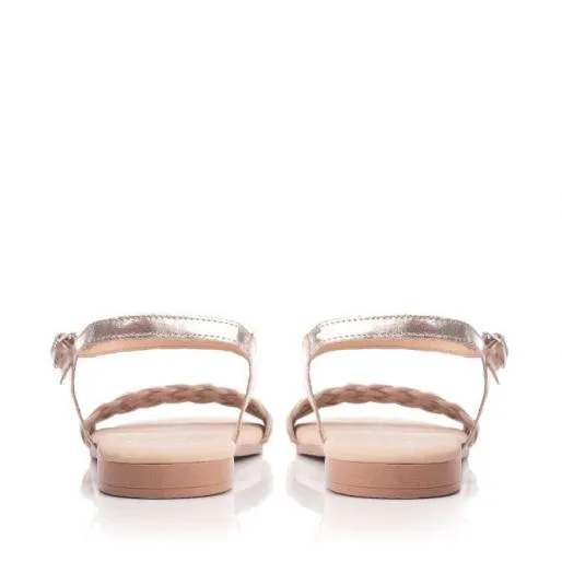 Hettie Gold Leather Women Moda In Pelle Flat Sandals Hettie Gold Leather Women Moda In Pelle Flat Sandals