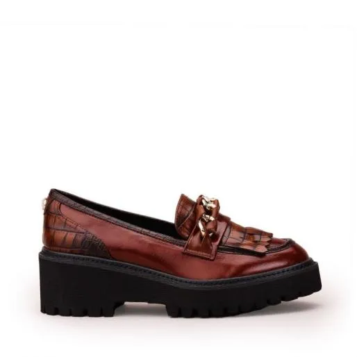 Holliee Dark Brown Leather Women Moda In Pelle Brogues And Loafers