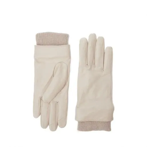 Indie Glove Off White Leather Women Moda In Pelle Clothing