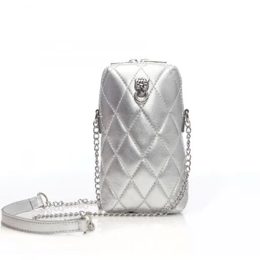 Johanna Bag Silver Metallic Leather Women Moda In Pelle Shoulder Bags
