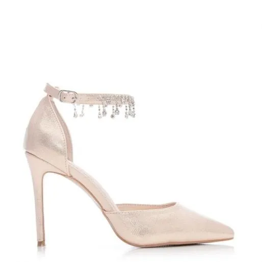 Joleene Rose Gold Metallic Women Moda In Pelle High Heel Shoes