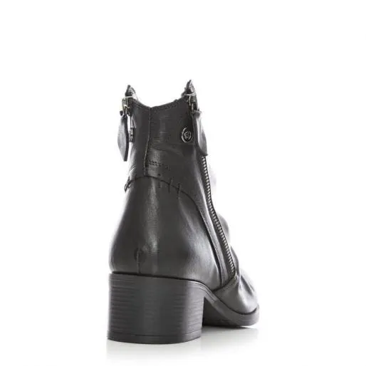 Kaiit Black Leather Women Moda In Pelle Ankle Boots