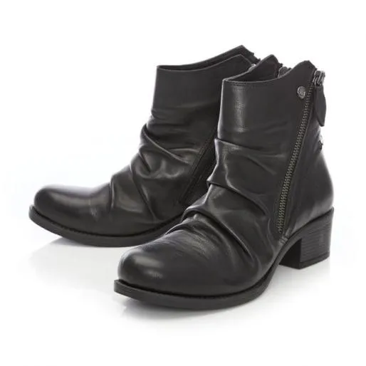 Kaiit Black Leather Women Moda In Pelle Ankle Boots