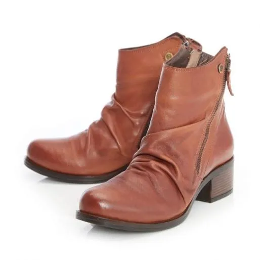 Kaiit Tan Leather Women Moda In Pelle Ankle Boots