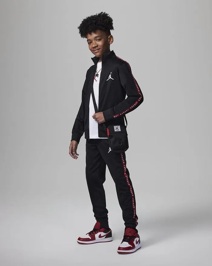 Kids Air Jordan Tricot Set Black Nike Sport Clothing