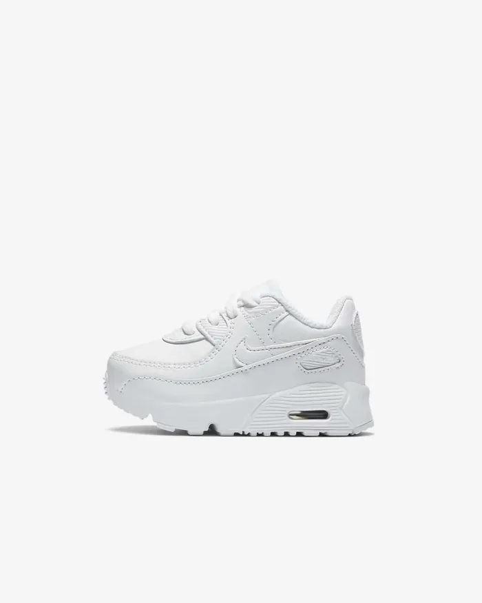 Kids Air Max 90 Ltr Whitemetallic Silverwhitewhite Nike Baby and Toddler 03 Years