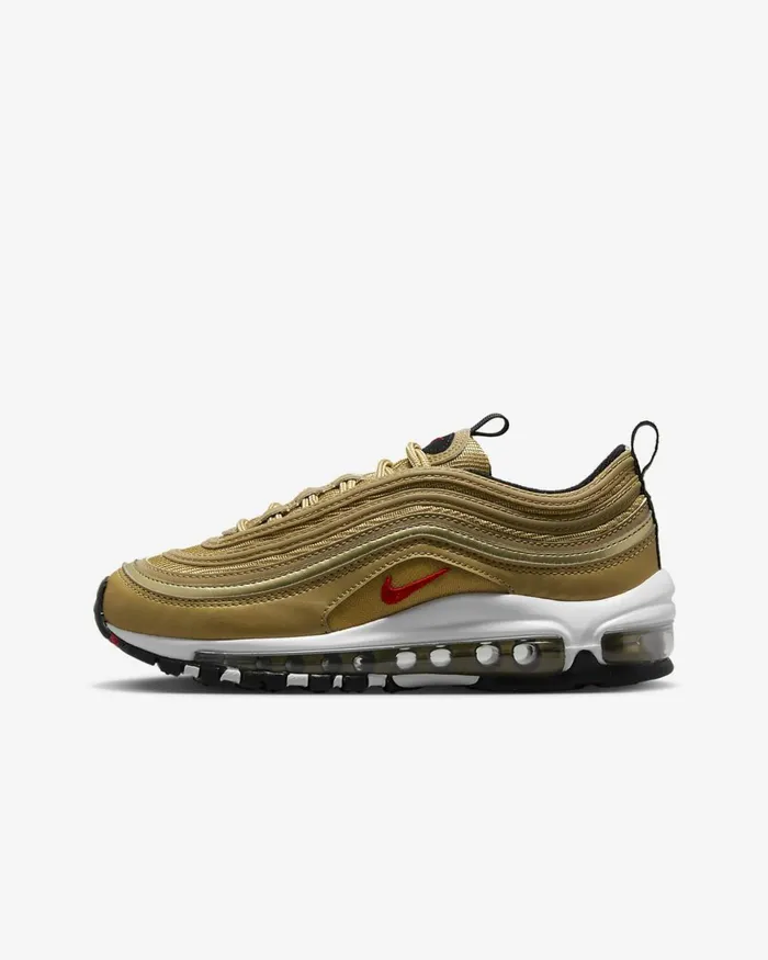 Kids Air Max 97 Metallic Goldblackwhitevarsity Red Nike Lifestyle