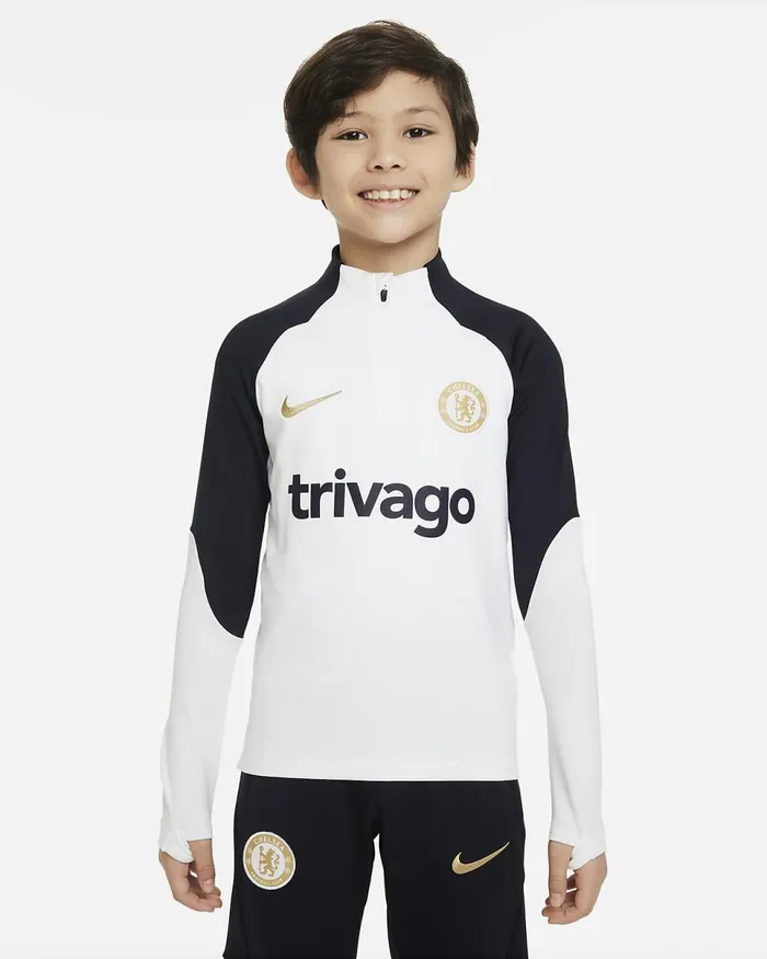 Kids Chelsea FC Strike Whitewhiteclub Goldclub Gold Nike Tops And TShirts