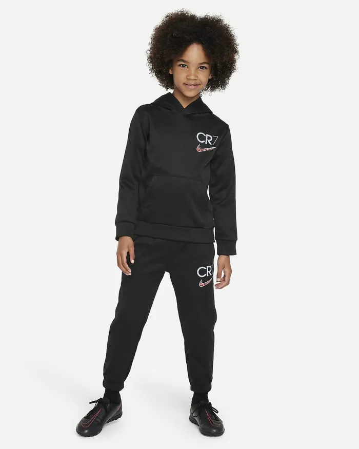 Kids Cr7 DriFit Pullover Hoodie And Joggers Set Black Nike Sport Clothing