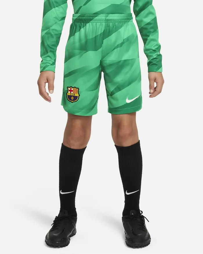 Kids FC Barcelona 202324 Stadium Goalkeeper Stadium Greenmalachitewhite Nike Sport Clothing