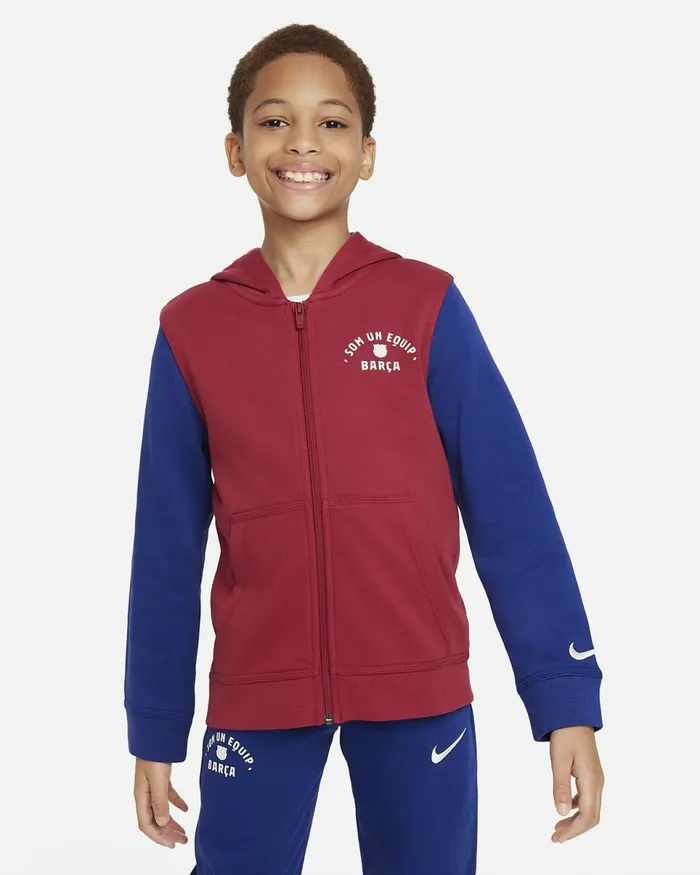Kids FC Barcelona Noble Reddeep Royal Bluepale Ivory Nike Hoodies And Sweatshirts