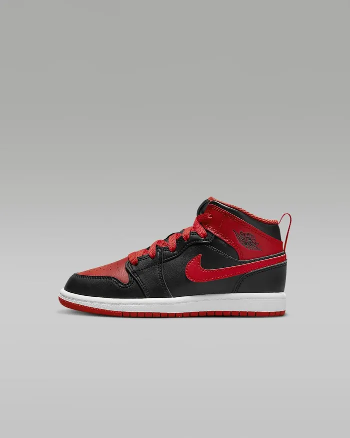 Kids Jordan 1 Mid Blackwhitefire Red Nike Lifestyle
