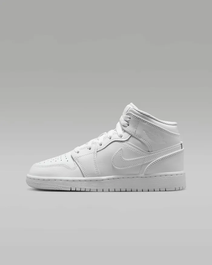 Kids Jordan 1 Mid Whitewhitewhite Nike Lifestyle