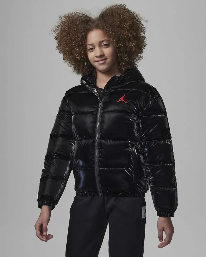Kids Jordan Boxy Fit Puffer Black Nike Jackets