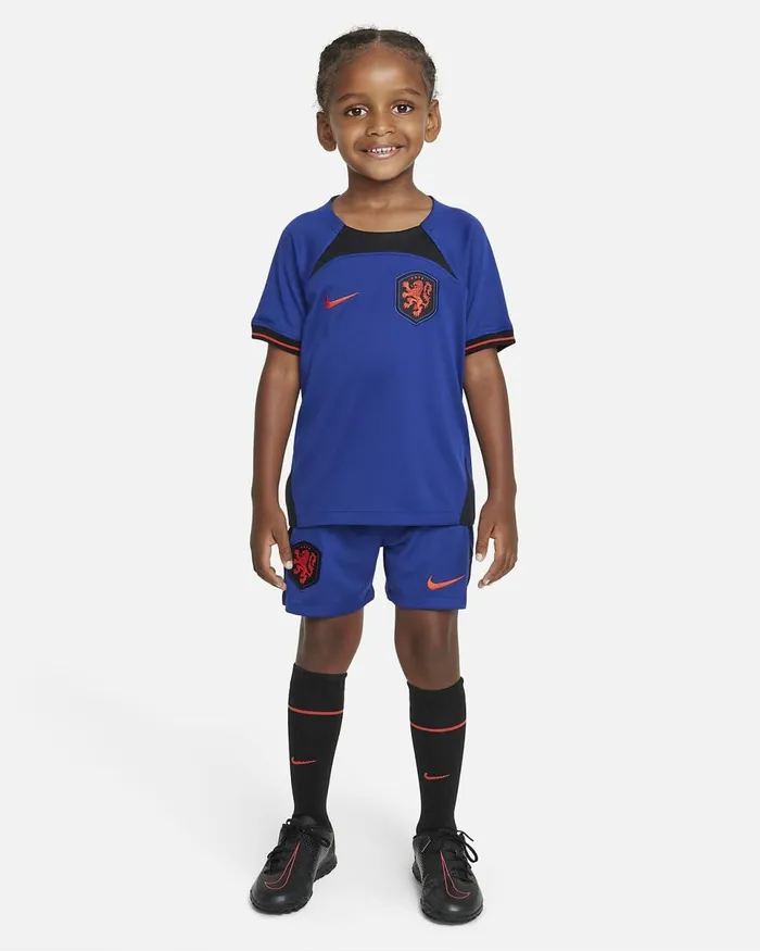 Kids Netherlands 202223 Away Deep Royal Blueblackhabanero Red Nike Kits And Jerseys