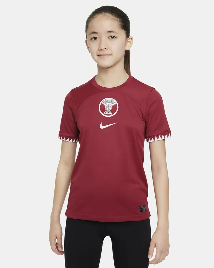 Kids Qatar 202223 Stadium Home Desert Maroonwhite Nike Tops And TShirts