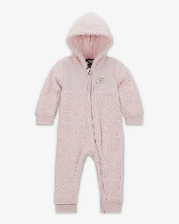 Kids Soft And Cosy Hooded Overalls Pink Foam Nike Baby and Toddler 03 Years