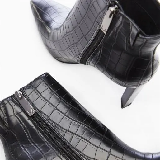 Kinella Black Patent Mocc Croc Women Moda In Pelle Ankle Boots Kinella Black Patent Mocc Croc Women Moda In Pelle Ankle Boots