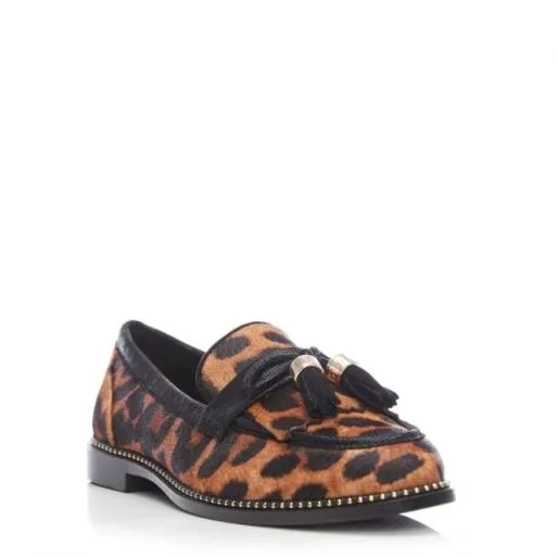 Kinsley Leopard Leopard Pony Women Moda In Pelle Flat And Ballerina Shoes