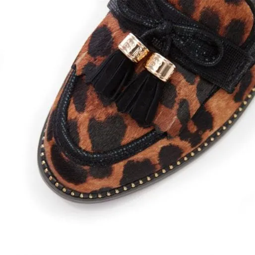 Kinsley Leopard Leopard Pony Women Moda In Pelle Flat And Ballerina Shoes