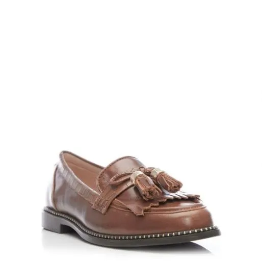 Kinsley W Tan Leather Women Moda In Pelle Flat And Ballerina Shoes
