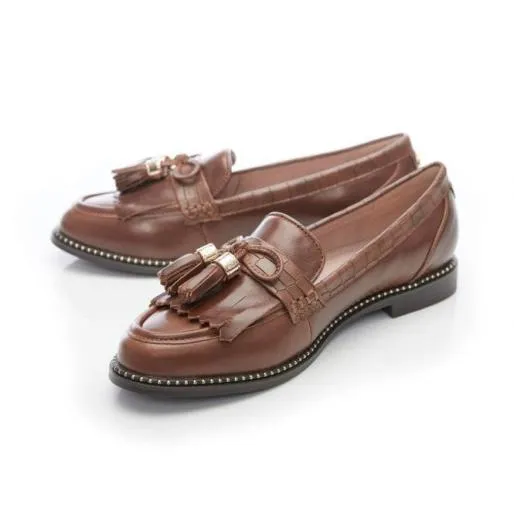 Kinsley W Tan Leather Women Moda In Pelle Flat And Ballerina Shoes